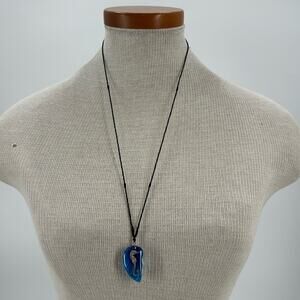 Seahorse blue resin half heart necklace
